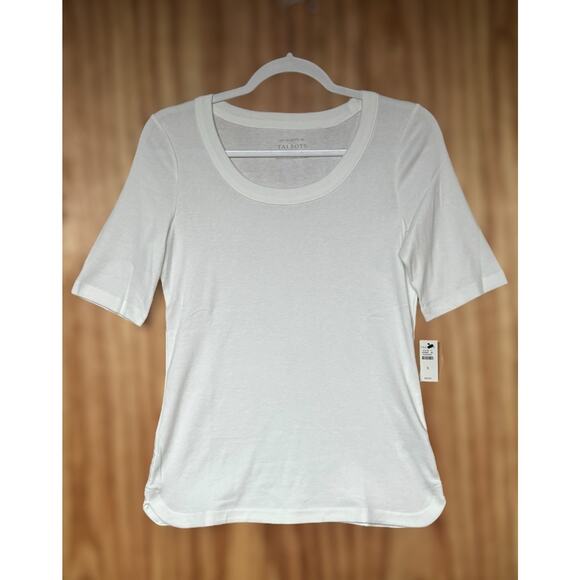The Talbots Tee White Size Small 100% Pima Cotton Capsule Wardrobe Minimalist - Picture 1 of 5